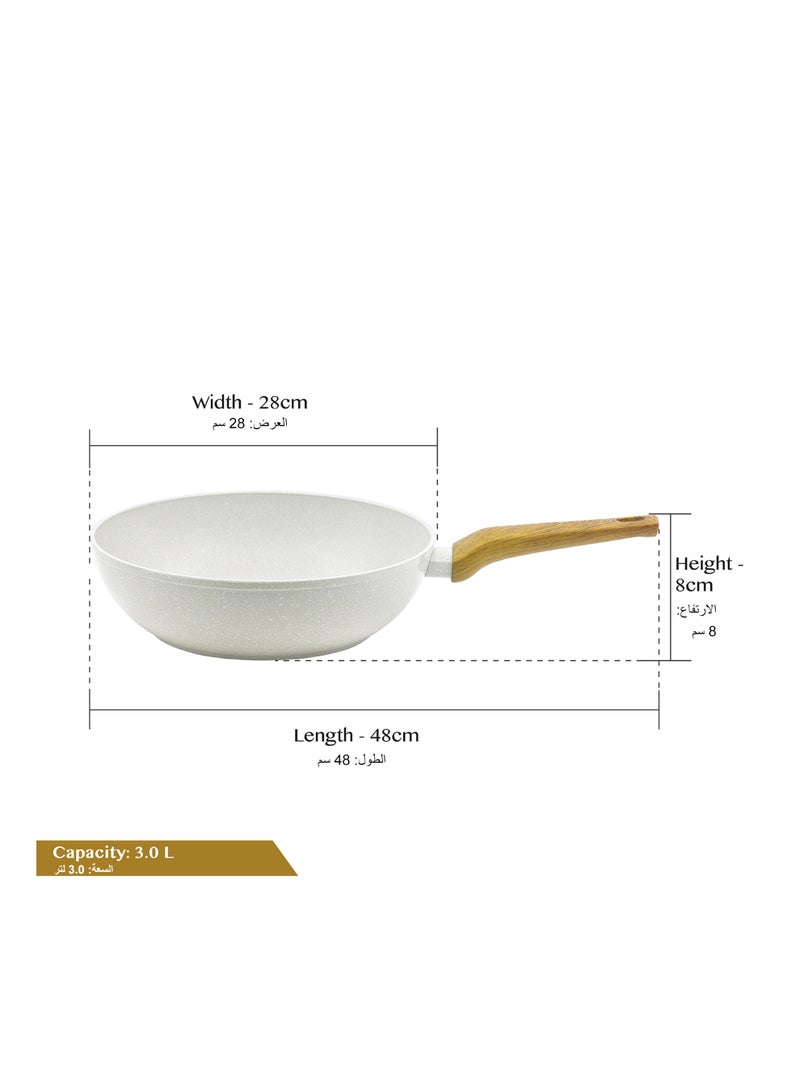 Bergner 28cm (3L) Forged Aluminum Wok with Trivet, Marble Non-Stick Coating Deep Frying Pan, Scratch-Resistant Stir-Fry Pan, Less Oil Use Healthy Cooking, Induction & Gas Stove Compatible - Image 2